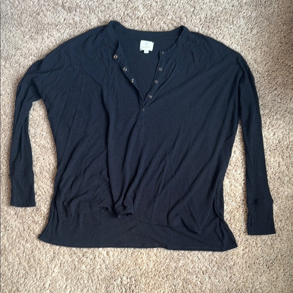 Aerie- Black Long Sleeve Henley Top- S